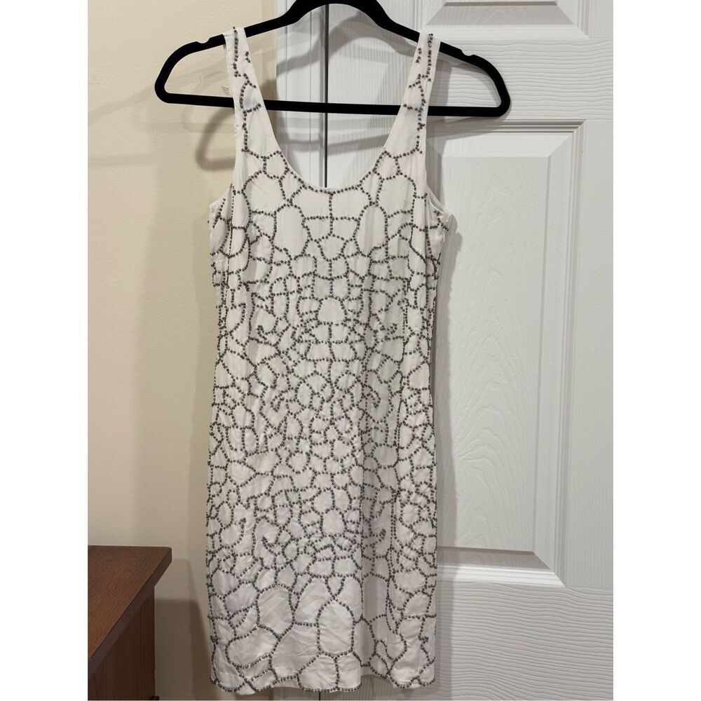 NWT A/X Armani Exchange Women's Scoop Neck Beaded Sleeveless Dress White Size O